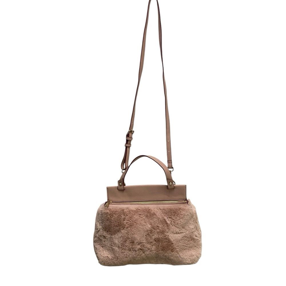 A New Day Women's Sherpa Fuzzy Faux Fur Handle Zipper Party Tote Bag Strap Boho